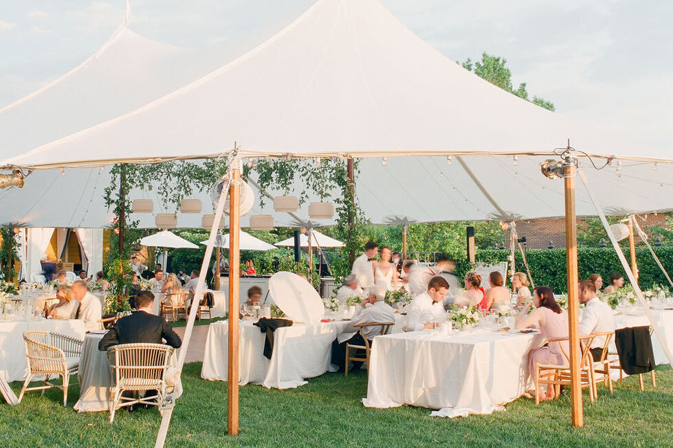 4th of July Wedding: A tented reception area at a wedding in Virginia. 