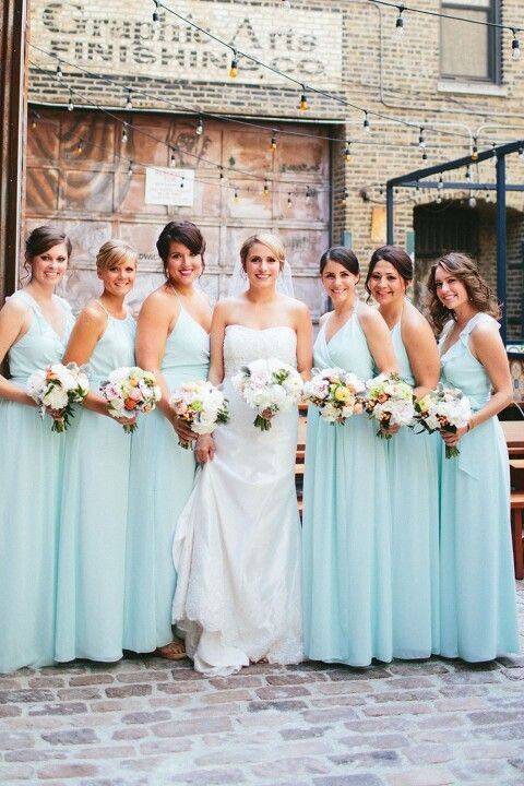 Caribbean blue shop bridesmaid dresses