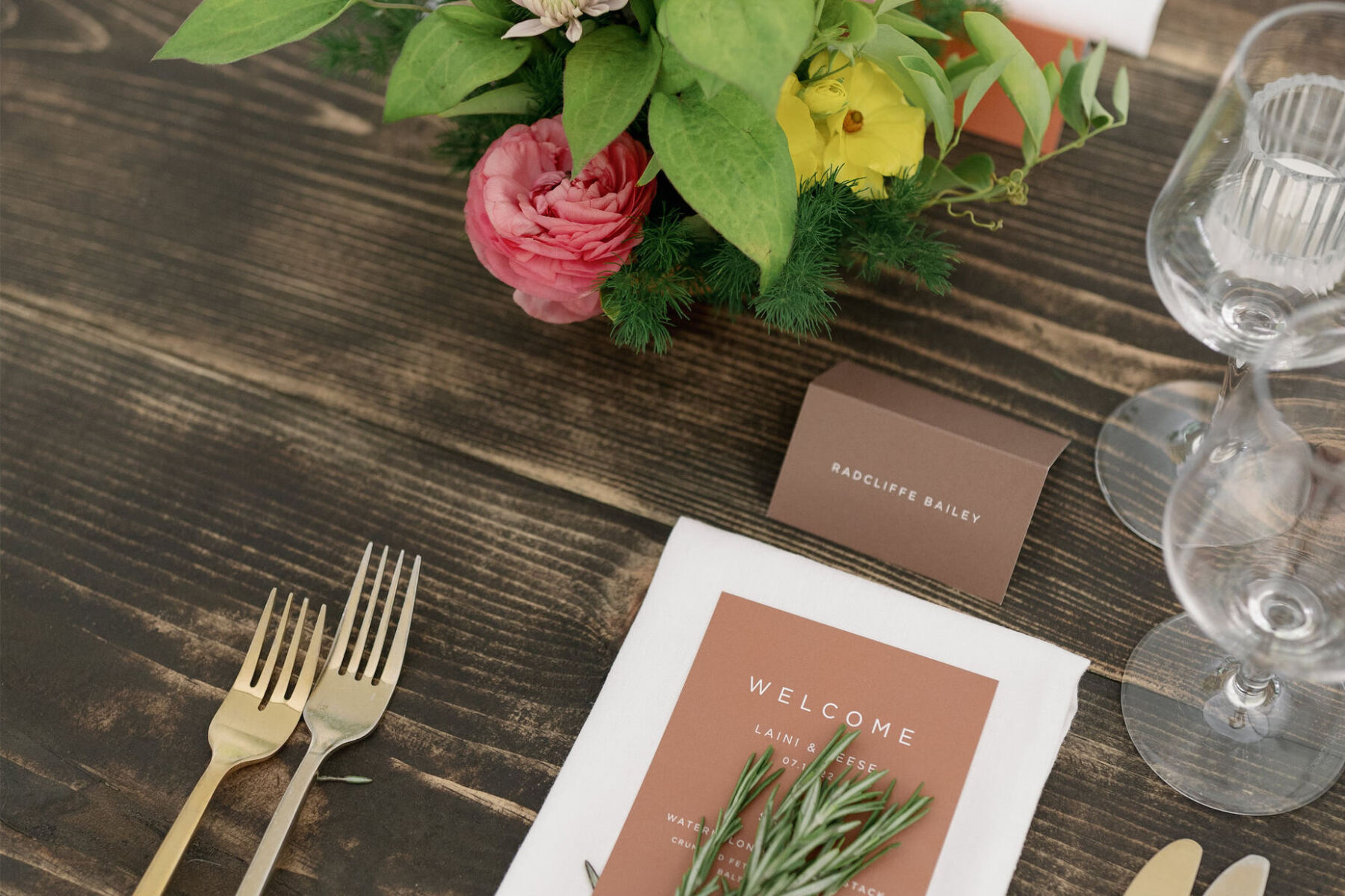 Simple, sans serif text was used on paper goods at an authentic modern wedding.