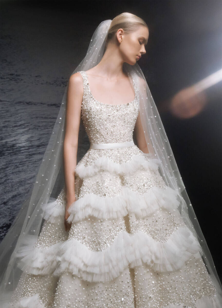 Bridal Fashion Week: A bride in an opulent Elie Saab wedding gown/