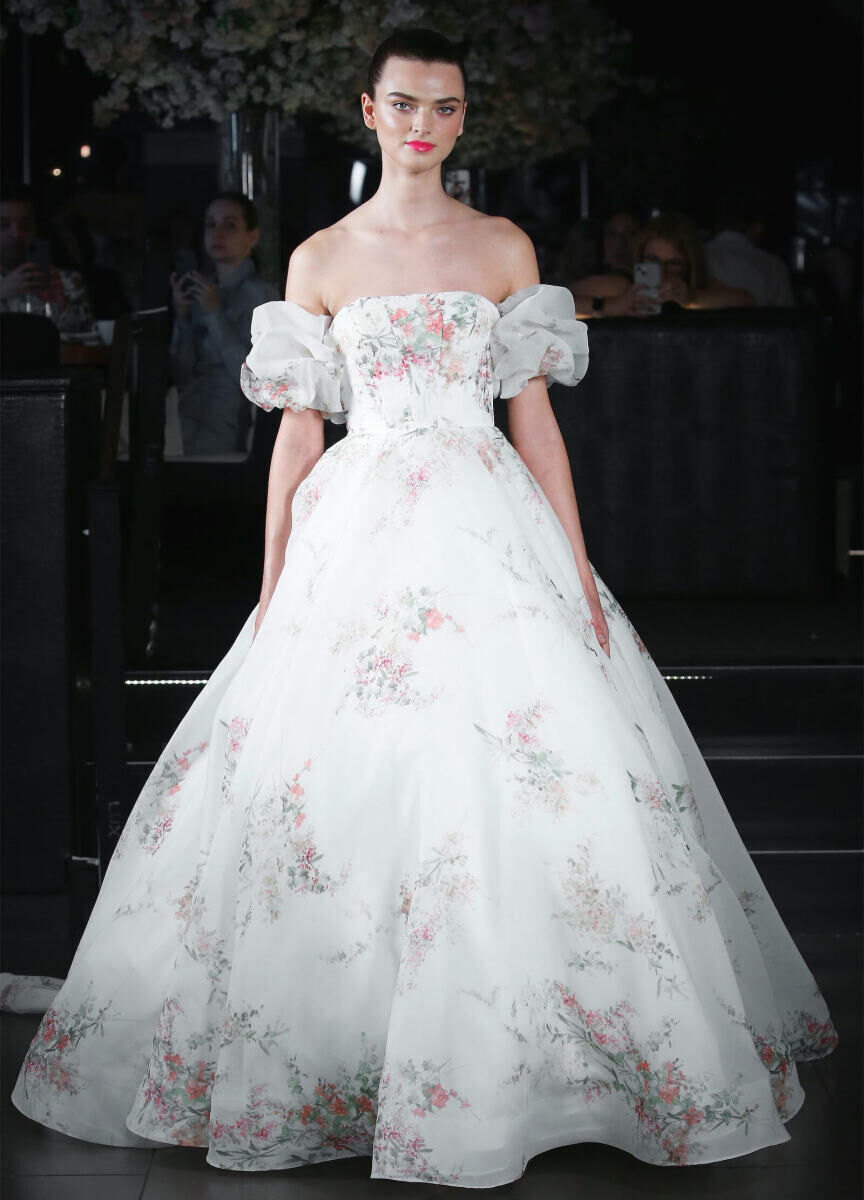 Bridal Fashion Week: A bride in a floral-inspired Madeline Gardner gown.