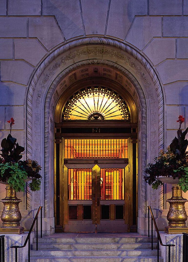 City Weddings: The arch-shaped entrance and doors to the Loews Boston Hotel.