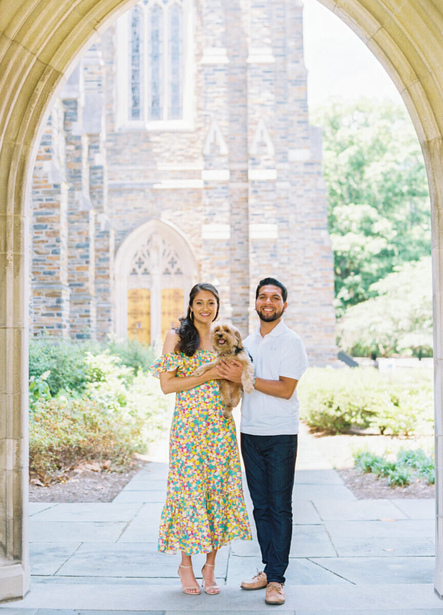 Before their destination Indian wedding weekend began, the bride and groom and their beloved dog took engagement portraits with their wedding photographer.