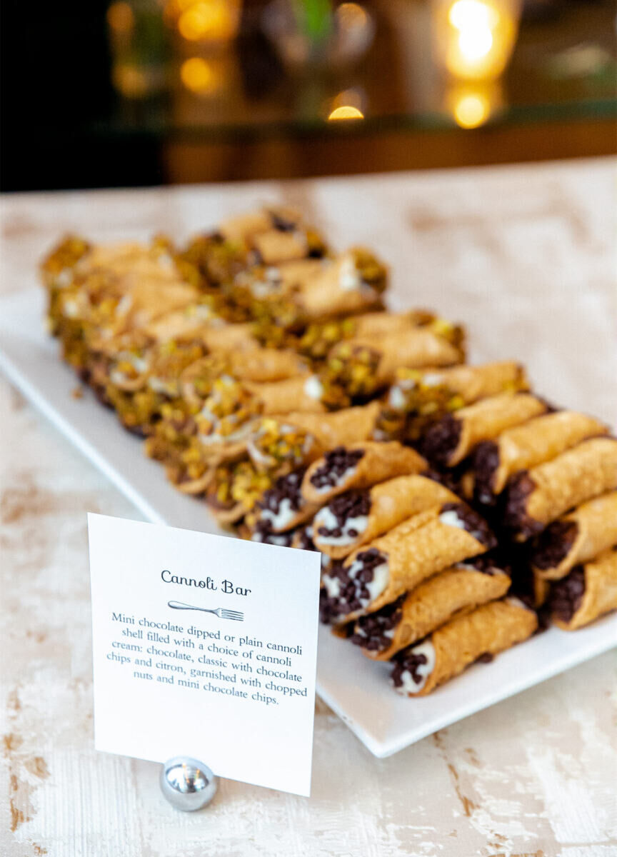 Over the course of a five-day destination Indian wedding weekend, four caterers were used, including one for an Italian-themed welcome dinner where cannolis were served for dessert.