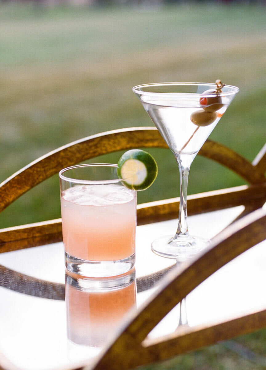 A pairing of cocktails on offer during a Glenmere Mansion wedding.