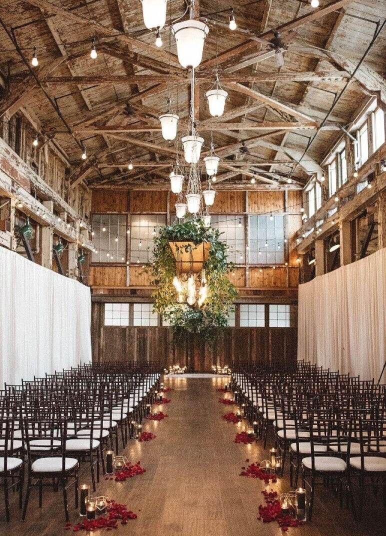 Industrial Wedding Venues: A reception set-up at Sodo Park in Seattle.