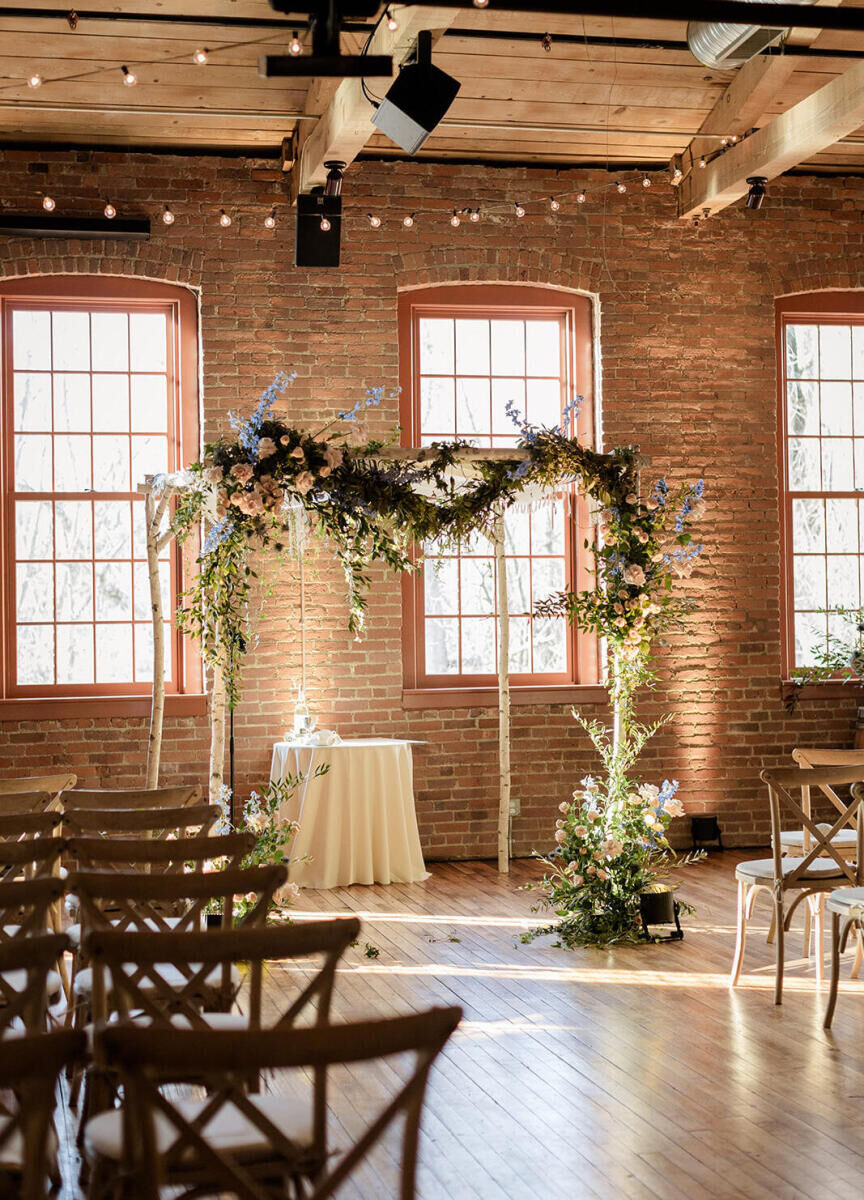 Industrial Wedding Venues: A ceremony set-up at City Winery Hudson Valley.