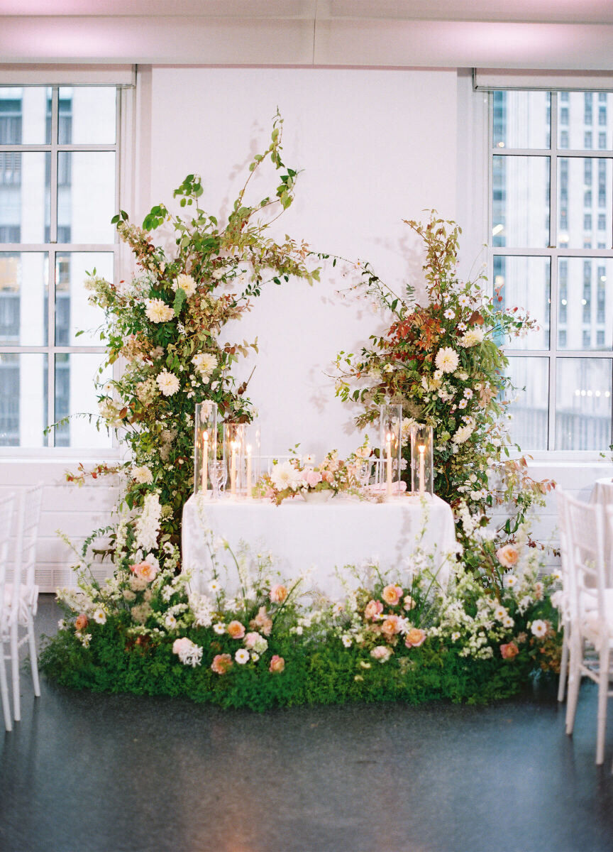 Industrial Wedding Venues: A floral table set up indoors at 620 Loft & Garden.