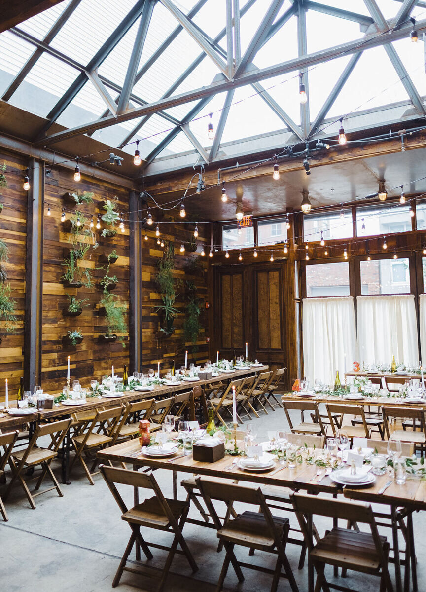 Industrial Wedding Venues: A reception set-up at Brooklyn Winery.