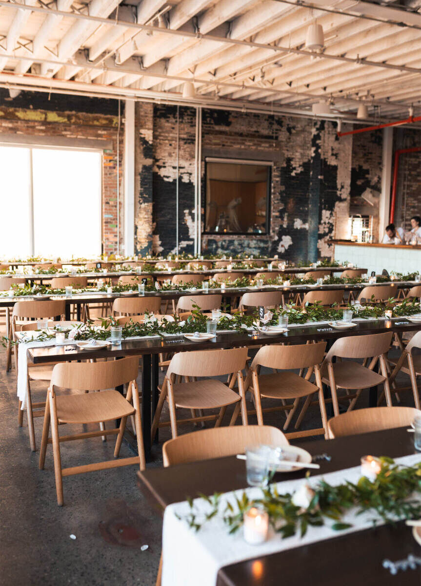 Industrial Wedding Venues: Interior reception set-up of Rule of Thirds.