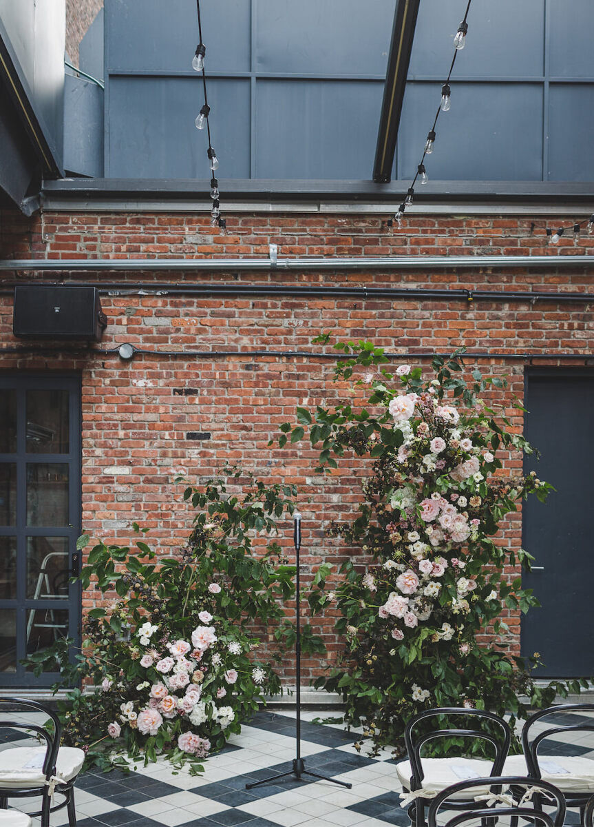 Best Places for a Minimalist Wedding: A ceremony setup at the Wythe Hotel.