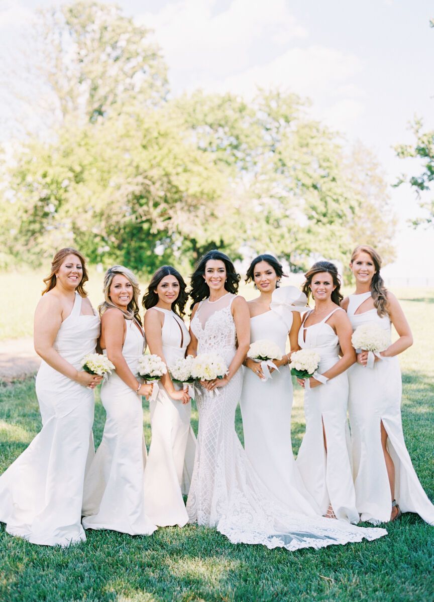 Mismatched bridesmaid dresses: See more assorted white unique bridesmaid dresses from Simone and Kent's classic wedding