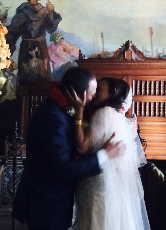 Most Influential Women in History Weddings: Vice President Kamala Harris kissing husband Douglass Emhoff in front of the justice of the peace moments after they said I-DO
