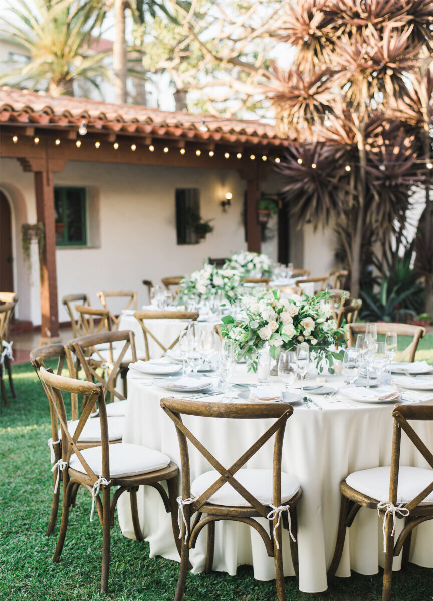 Romantic Wedding Venues: An outdoor reception setup at Casa Romantica Cultural Center and Gardens.