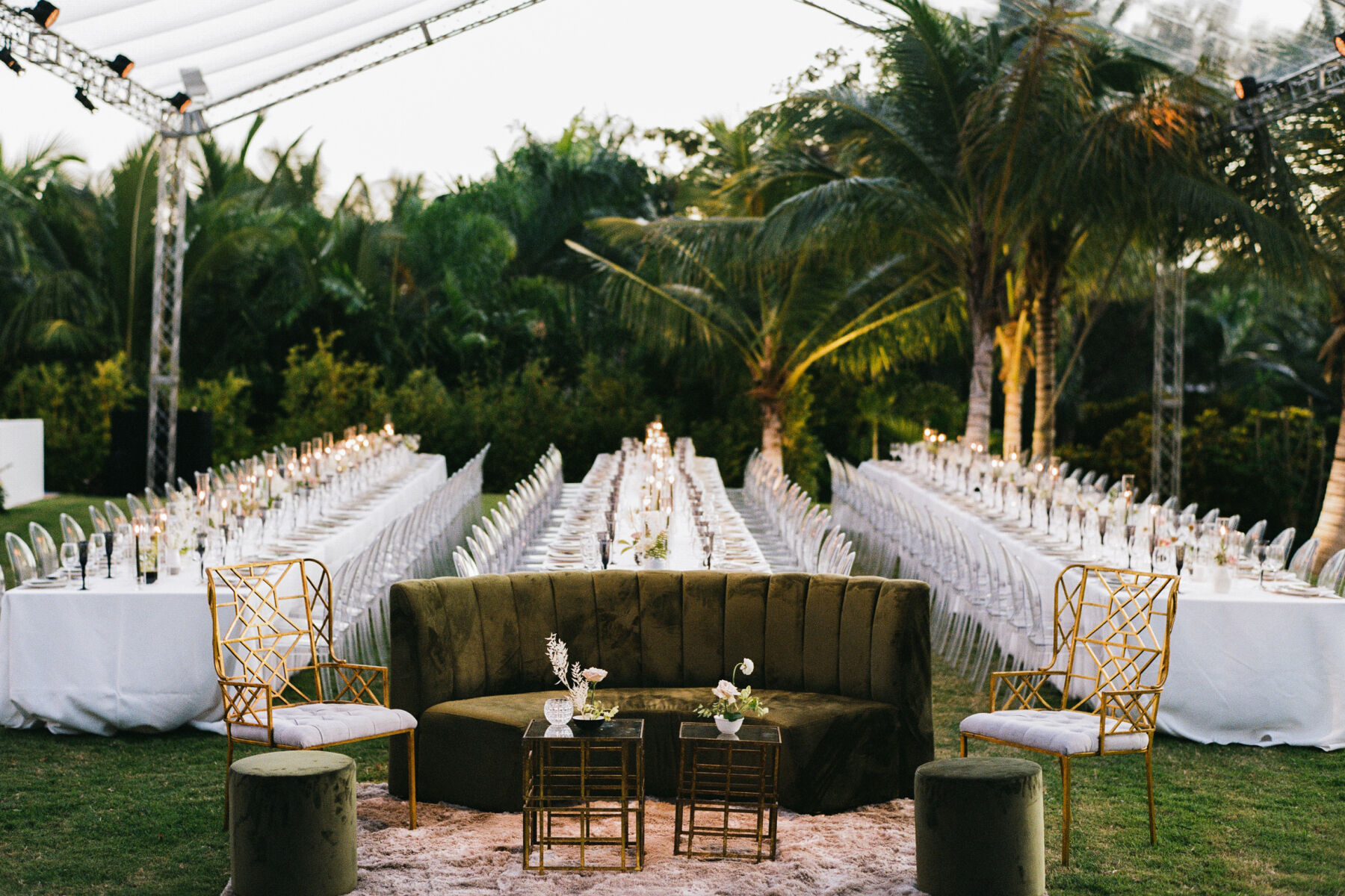 Tropical Wedding: An outdoor reception area for a wedding in the Dominican Republic.