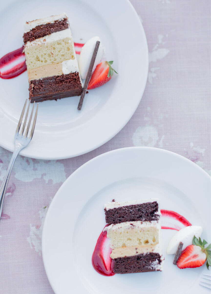 Wedding cake bakeries: A slice of wedding cake. 