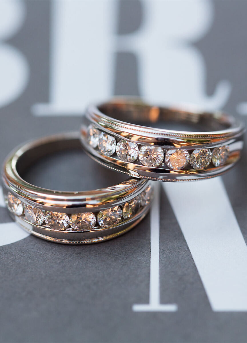 Wedding Ring Design: Two matching channel wedding rings.