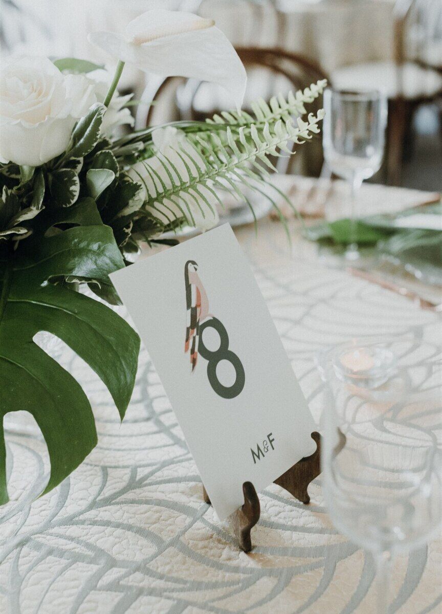 Wedding Website Examples: An up-close image of a table number 