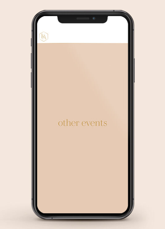 Wedding Website Examples: A mobile display of a peach-colored wedding website page.